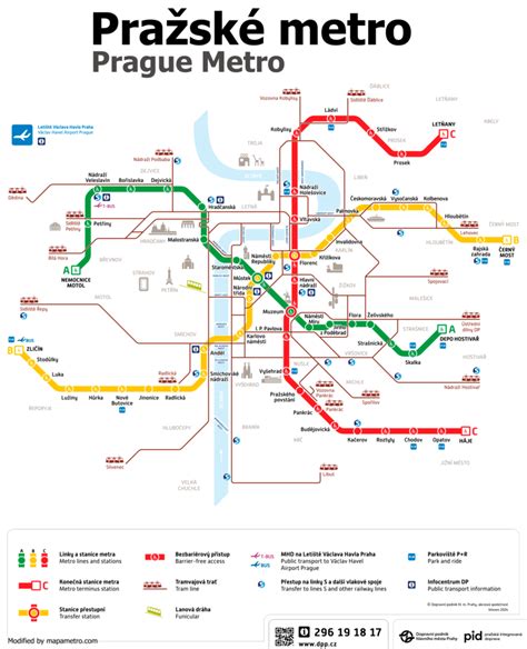 Mapa pražského metra