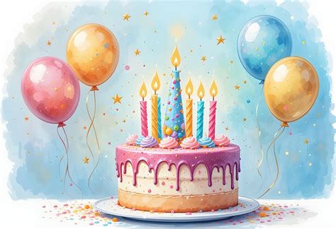 Ilustrácia narodeninovej torty so sviečkami