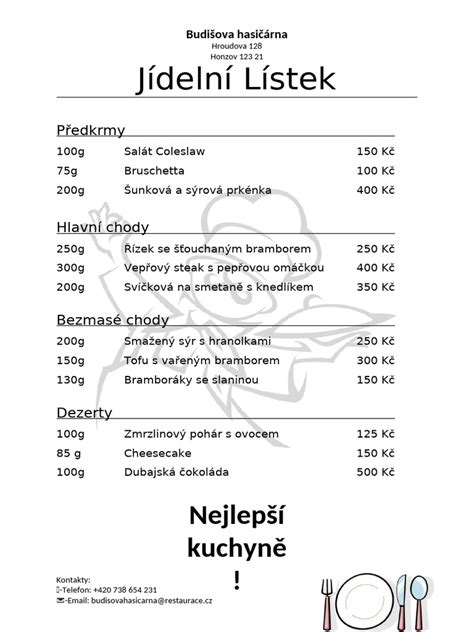 Príklad denného menu s cenami