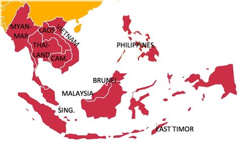Mapa juhovýchodnej Ázie s vyznačením oblastí chovu pangasia