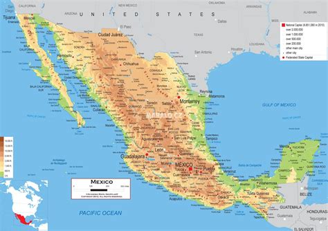 Mapa Mexika s vyznačeným mestom Jalapa