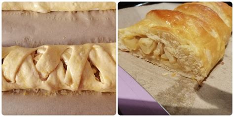 Hotový, zlatohnedý jablkový závin na tanieri