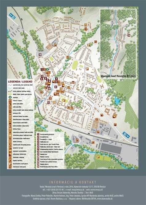 Mapa Piešťan s vyznačenými pamiatkami a službami v okolí pekárne Violeta