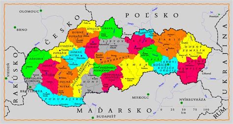 Mapa regiónov známych tradičnými koláčmi