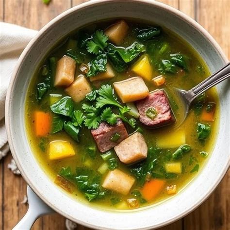 Ingrediencie pre krúpovú polievku s údeným mäsom