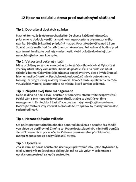 Infografika o zvládaní stresu pred maturitou