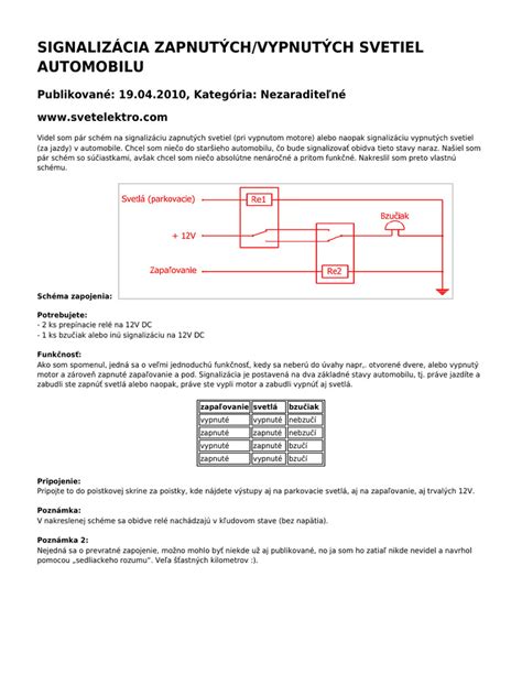 Schéma nastavenia svetiel automobilu