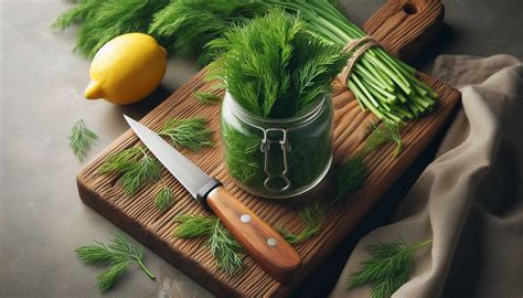 Čerstvý kôpor a ingrediencie na gravlax