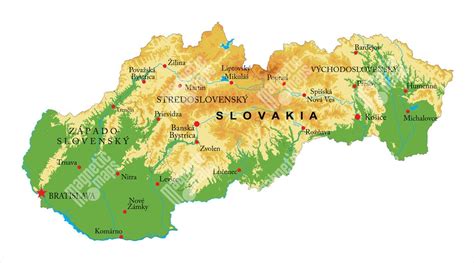 Mapa Východného Slovenska s vyznačenými rekreačnými oblasťami