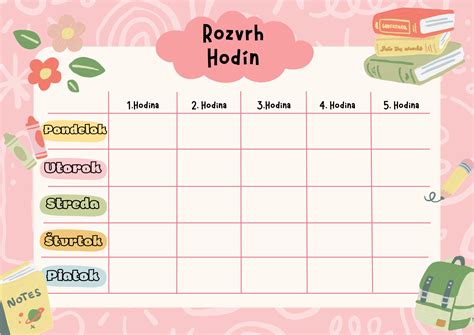 Rozvrh hodín na základnej škole