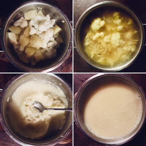 Mixovanie karfiolovej polievky tyčovým mixérom