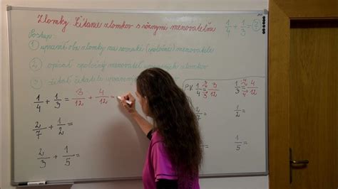 Ilustrácia sčítania zlomkov s rôznymi menovateľmi