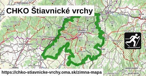 Mapa CHKO Štiavnické vrchy s vyznačenými tajchmi