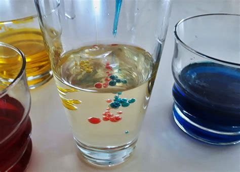 Ilustrácia experimentu s olejom a vodou