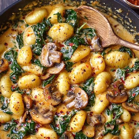 Ilustračná fotka gnocchi so šampiňónmi