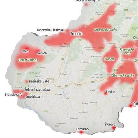 Mapa s výskytom šípkových kríkov