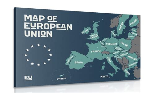 Mapa Európskej únie s vyznačeným Českom a Poľskom