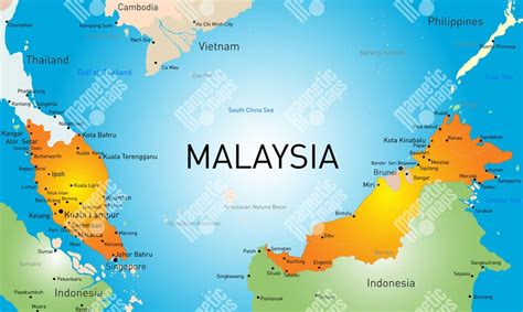 Mapa Malajzie s vyznačenými národnými parkami