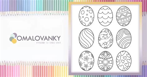 Ilustrácia veľkonočných vajíčok s rôznymi vzormi na vyfarbenie