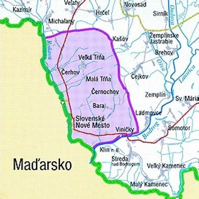 Mapa vinárskej oblasti Tokaj