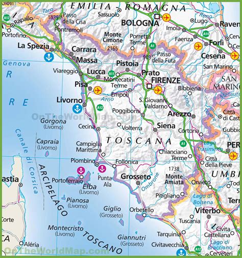 Mapa Toskánska