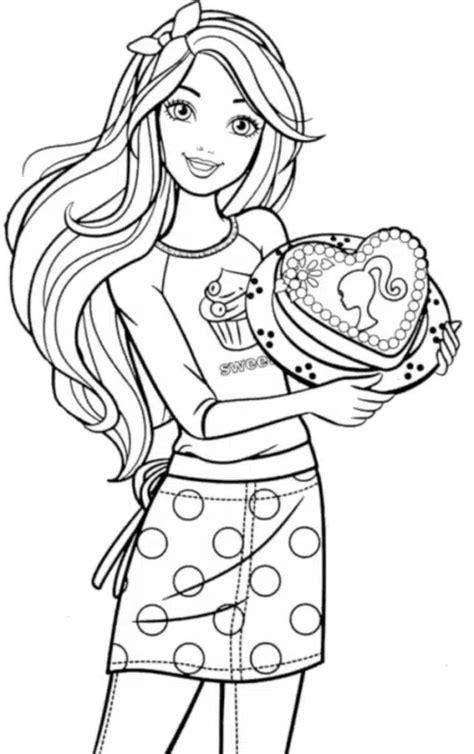 Ilustrácia Barbie s tortou