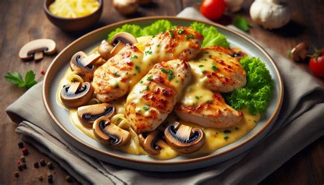 kuracie mäso so šampiňónmi a syrovou omáčkou