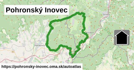 Mapa pohoria Pohronský Inovec s vyznačeným vrchom Benát