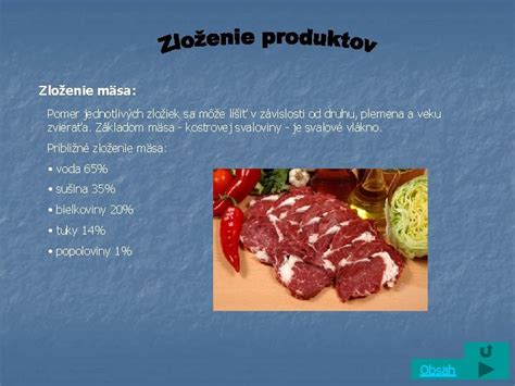 Zloženie mäsa a zeleniny