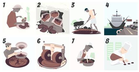 Ilustrácia procesu výroby čokolády