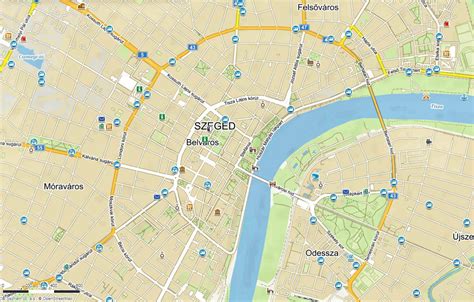 Mapa mesta Szeged v Maďarsku