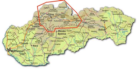 Mapa Žilinského kraja s vyznačenými oblasťami ovčiarstva