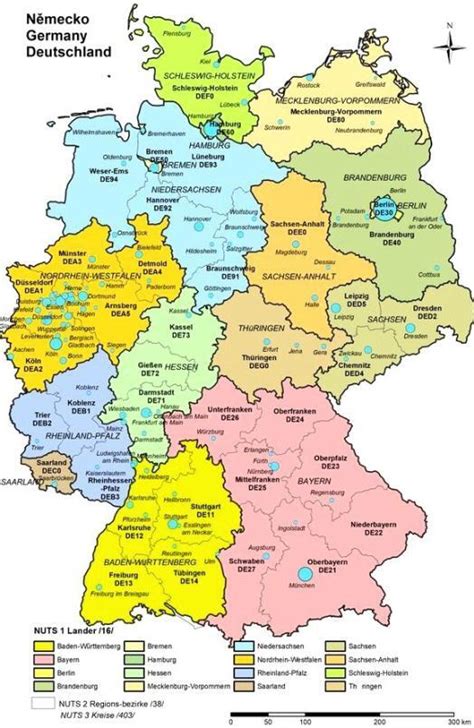 Mapa Nemecka s vyznačenými spolkovými krajinami, kde prebiehajú testy varovných systémov