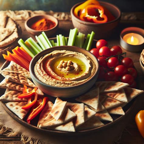 Domáci hummus s pitou a zeleninou