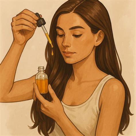 Ilustrácia správneho nanášania oleja na vlasy