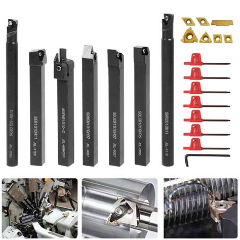 Ilustrácia rôznych typov sústružníckych platkov a nožov