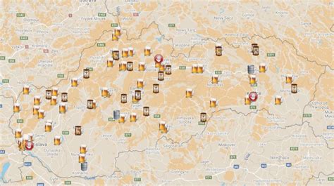 mapa pivovarov s bezlepkovým pivom v strednej európe