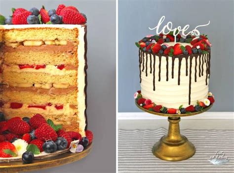 Ukážka torty zdobenej krémom a ovocím