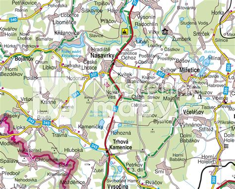 Mapa Liptova s vyznačenými obcami Hubová a Švošov