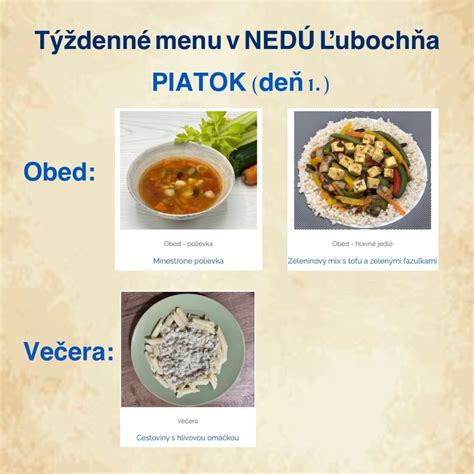 Ukážka týždenného menu