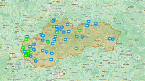 Mapa s vyznačenými typmi predajní, kde sa dajú kúpiť Tatranské oblátky