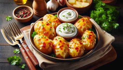 Fotografia misy s plnenými zemiakmi s bryndzou a zeleninovým šalátom