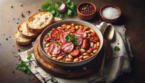 Misku s fazuľovou polievkou s údeným rebrom