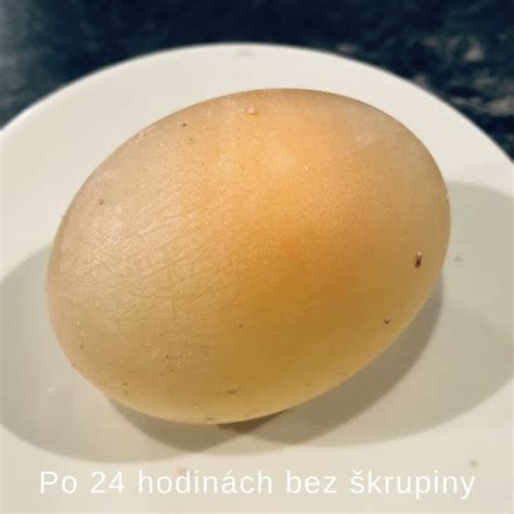 Gumené vajíčko po odstránení škrupiny v octe