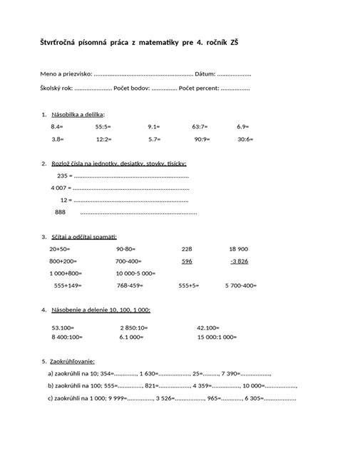 Príklady úloh z matematiky pre 2. stupeň ZŠ