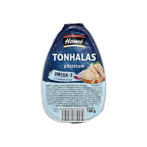 Konzerva tuniaka s informáciami o výživovej hodnote