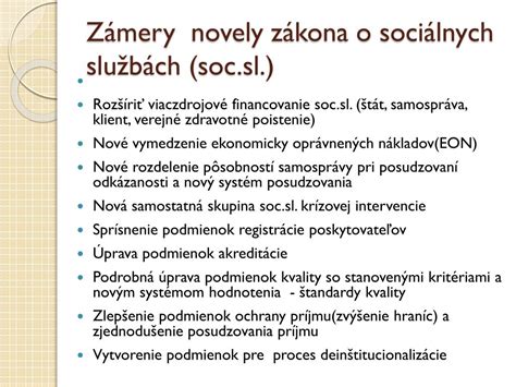 Štruktúra zákona o sociálnych službách