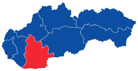 Mapa Slovenska s vyznačenými Trenčianskym a Žilinským krajom
