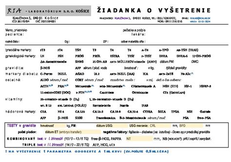 Príklad vyplnenej žiadanky na laboratórne vyšetrenie vzorky z diviaka