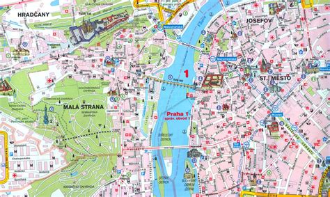 Mapa Prahy s vyznačenou Betlehemskou kaplnkou a Karlovým mostom